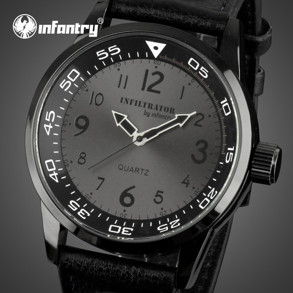 INFANTRY Famous Brand Watch Men's Sports Watch Military Black Leather Watches Army Designer Fashion Wristwatch