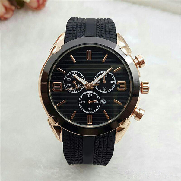 2018 New Fashion Luxury Auto Date Watches Men Famous Male Clock Quartz Golden Wristwatch Black Silicone Strap Rose Gold Relogio Masculino