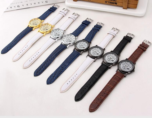 Wholesale 800pcs/lot Mix 8Colors Fashion hollow watch non-mechanical why farewell to Roman number belt table Watch WR040