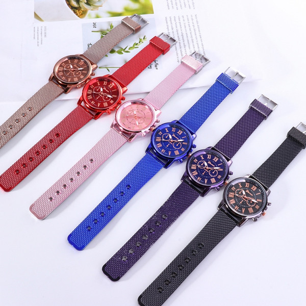 wholesale new creative PVC soft rubber band geneva watch student ladies rose gold dial dress quartz wrist watches