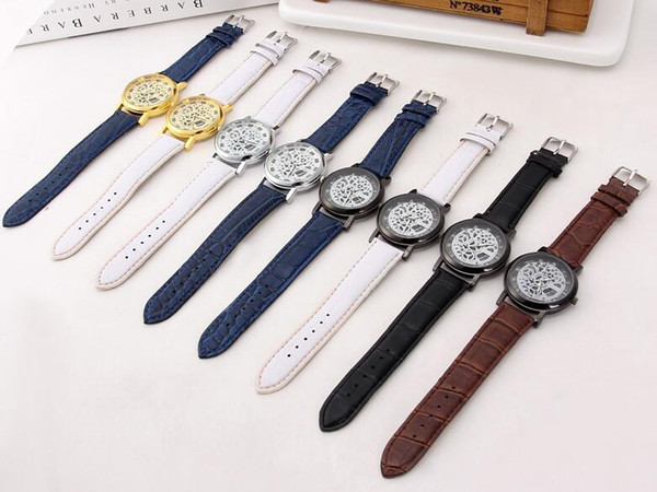 Wholesale 200pcs/lot Mix 8Colors Fashion hollow watch non-mechanical why farewell to Roman number belt table Watch WR038