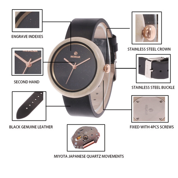 Fashion new black and white marble watches, couple watches. Leather strap, all photos and styles can be customized