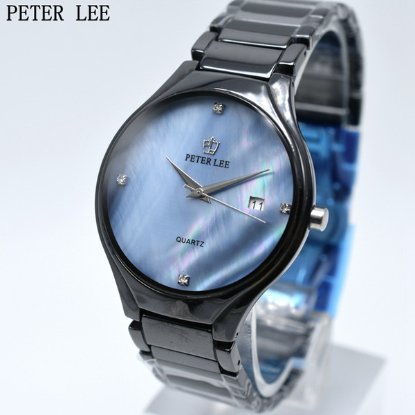 Hot selling 40mm Peter Lee brand casual simple ceramics quartz men&women wristwatch luxury auto day date analog unisex diamond watches saat