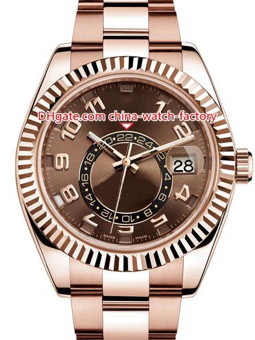 8 Style Top Quality Topselling 42mm Sky-Dweller GMT Workin 326935 326938 326933 18k Gold Asia 2813 Movement Automatic Mens Watch Watches