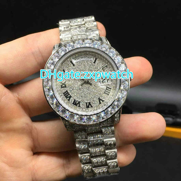 New large diamond watch brand automatic mechanical men's watches, all diamond watches stainless steel silver box, high quality AAA 40MM