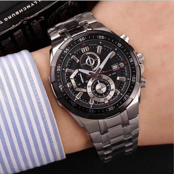 2018 HOT SALE Wholesale-Brand quartz EFR-539BK-1AV EFR-539BK-1A Men's Watch EFR539BK Function EFR-539BK men luxury watches