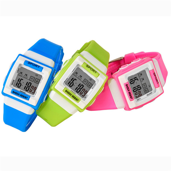 SB0020 Children watches Digital Wristwatch Luminous Water Resistant Children's watches Candy color Multi-functional sports W