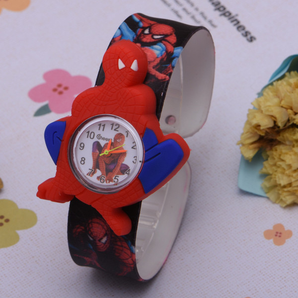 Silicone Coloful Candy Cartoon Slap watches 3D Kid Watch Spiderman Batman kids children Rabbit cartoon Snap slap watches.