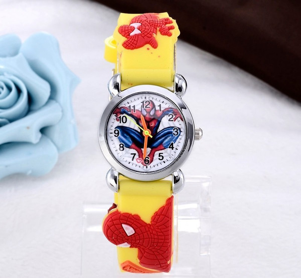 Silicone kid 3D Cartoon Candy watch Lovely Spiderman Kids Girls Boys Students Quartz Wrist Watch butterfly dolphin Car Princess watches.