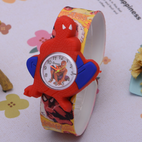 New Cartoon Slap watches Silicone Coloful Band Candy 3D Kid Watch Spiderman Batman kids children Rabbit cartoon Snap slap watches.