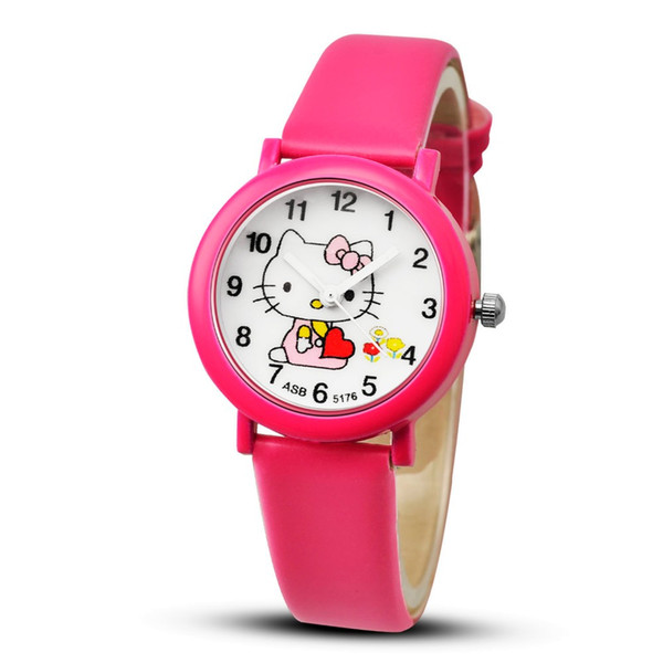 2019 Hello Kitty Cartoon Watches Kid Girls Leather Straps Wristwatch Children Hellokitty Quartz Watch Cute Clock Montre Enfant