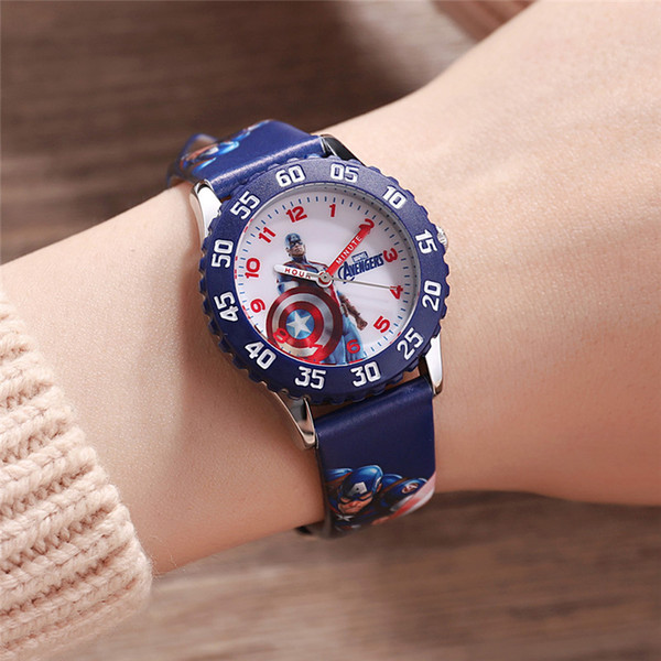 Super avengers hero Spriderman boy quartz watch student cartoon Captain America wristwatch Marvel fans gift watch free shipping