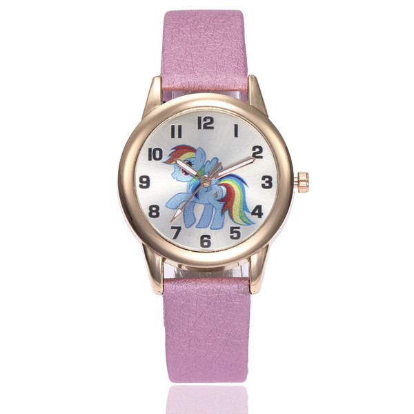 Children Watch Unicorn Little Pony Leather Strap Analog Dial Quartz Watches Kids Wrist Watches for Boys Girls Xmas Gifts Cartoon Watch