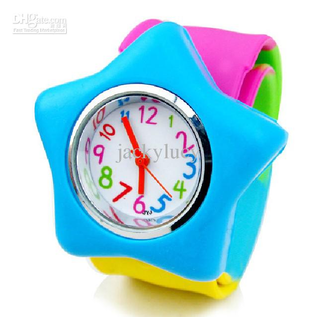 New Fashion Colorful Watchband Candy Colored Silicone Children Sport Wrist Watch Kids Pat Table free shipping