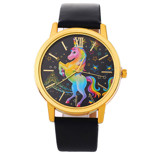 Fashion star leather women watches sudents children unicorn gift watch ladies quartz roma casual quartz wrist watches