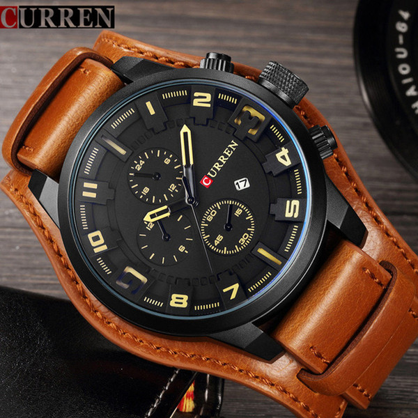 Curren 8225 Men's Casual Sport Quartz Watch Mens Watches Top Brand Luxury Quartz-Watch Leather Strap Military Watch Wrist Male Y1892111