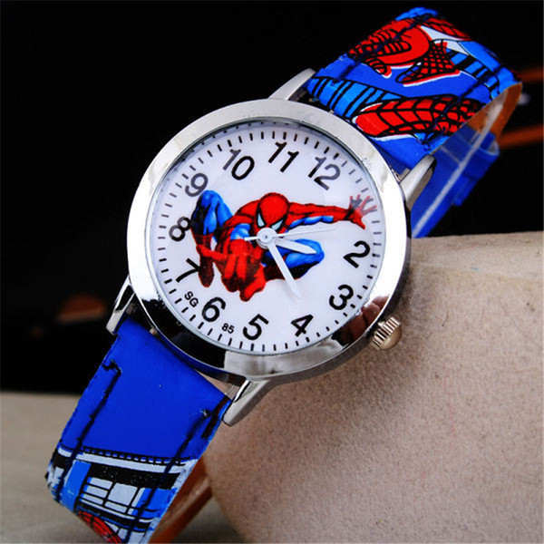 New Fashion Children Cartoon Leather Quartz Watch Kids Cute Quartz Wristwatch 6 Color Boys' Animation Watch Gift for Christmas