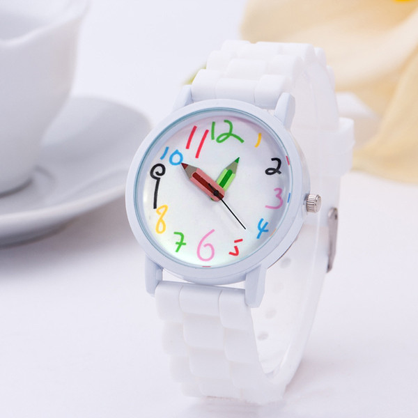 2016 Rushed Simple Fashion Big Dial Silicone Watch Jelly Pencil Women Watches Casual Luxury Dress Children Geneva Kids Boys Wristwatch Reloj