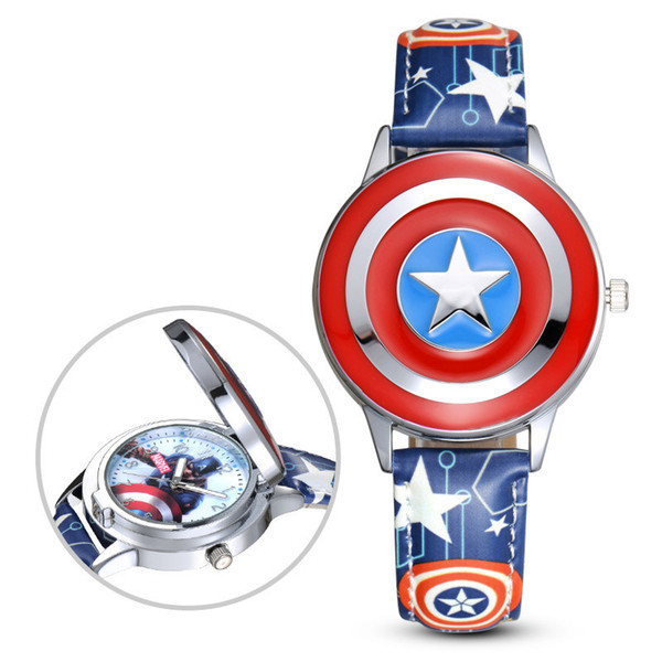 Children Cartoon Captain America Shield watch boys kids quartz wristwatch Cool marvel students fan gift watches in stock