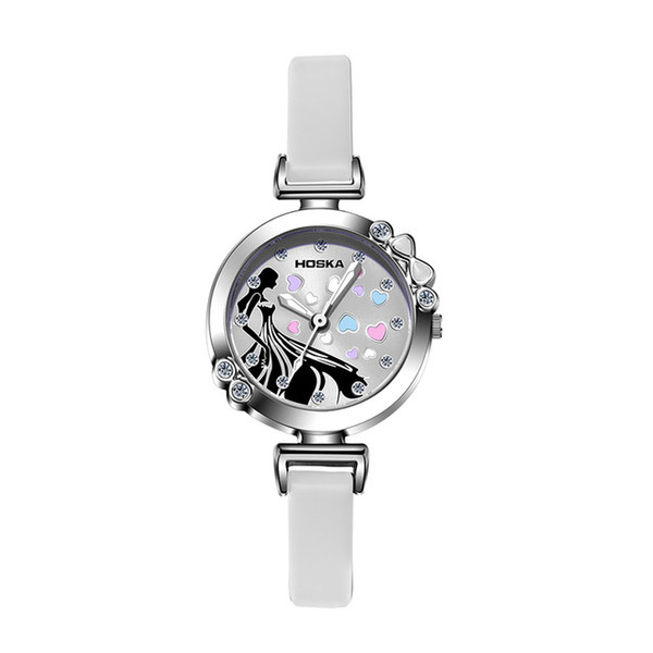 New Kids watches Girls Quartz watch Large dial small band Cute colorful Cinderella waterproof 30M student quartz watch