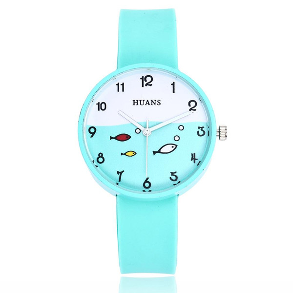 New kids cartoon fish watch wholesale women ladies dress silicone rubber candy watches 2018 quartz watch children's gift
