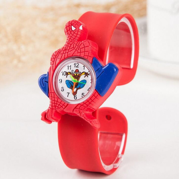 Cartoon Kid watch Car White Snow Spiderman Ultraman Batman Snap slap watch Series Slap Watch Cute Cartoons Silicone Candy Kid Clock