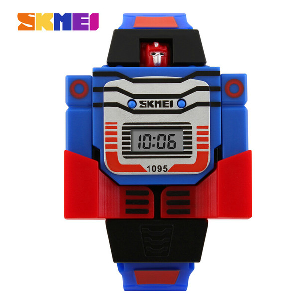 SKMEI Kids LED Fashion Digital Children Watch Cartoon Sports Watches Robot Transformation Toys Boys Wristwatches Relogio Relojes