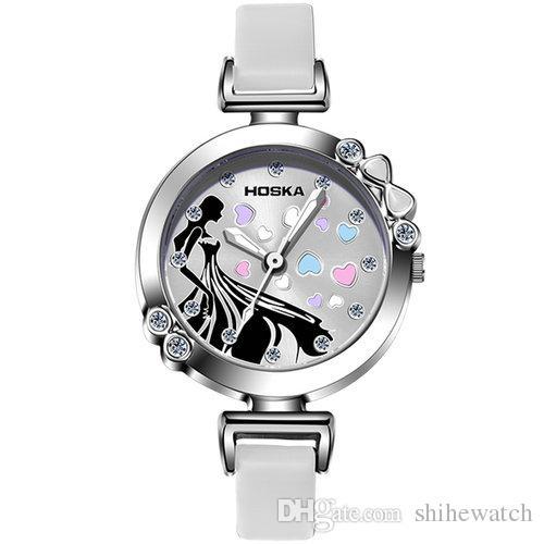 HOSKA H802S Cinderella Princess Cute Girl Watch Fashion Children Watch 50m Waterproof With diamond Quartz Watch