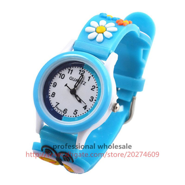 Cheap wholesale watches multi colors flower strap plastic children quartz movement China watch silicone watch for kids