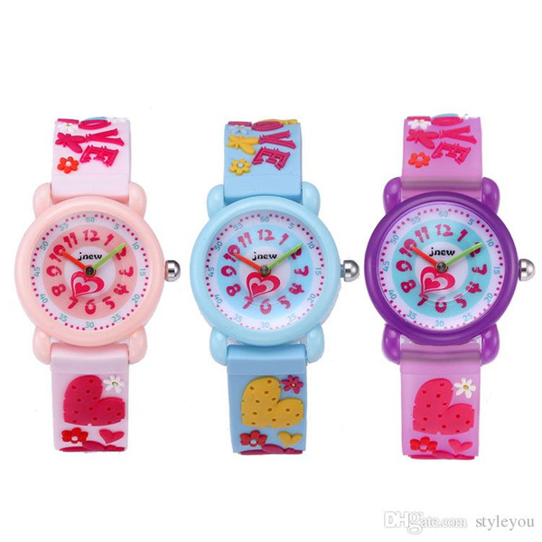 Kid Watch 3D Cartoon Heart-shape Lovely Kids Girls Boys Children Students Quartz Wrist Watch Very Popular Wristwatc Sports Clock