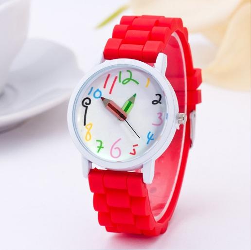 Geneva imitation leather watch Popular Simple fashion big dial silicone watch students font creative children watch candy color pencil point