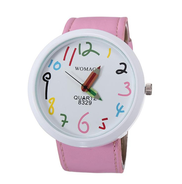 2018 new fashion children watch lovely little girl leather straps watches pencil cartoon watch students quartz wristwatch pink black