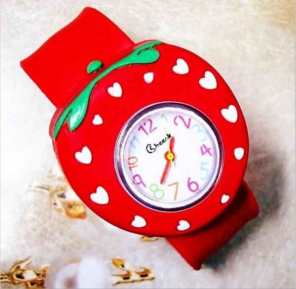 Cute Silicone Jelly China Watches For Kids Christmas Birthday Gifts Strawberries Snap Slap Sport Watches Wristwatch New Arrival