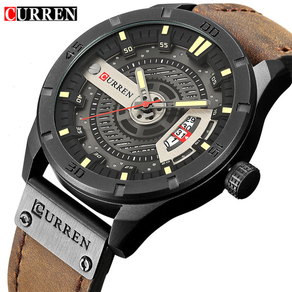 2018 Luxury Brand CURREN Men Military Sports Watches Men's Quartz Date Clock Man Casual Leather Wrist Watch Relogio Masculino C18110601