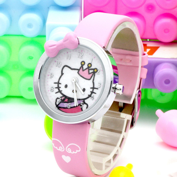 HOT Sale Fashion Cartoon Watch Hello Kitty Watches woman children kids watch Relogio Clock hellokitty many color to choose pc movement