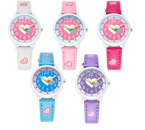 KEZZI 1369 Children Watch Cute Girl Watch 12 Heart-shaped Pattern Scale Quartz Watch Waterproof Pupils