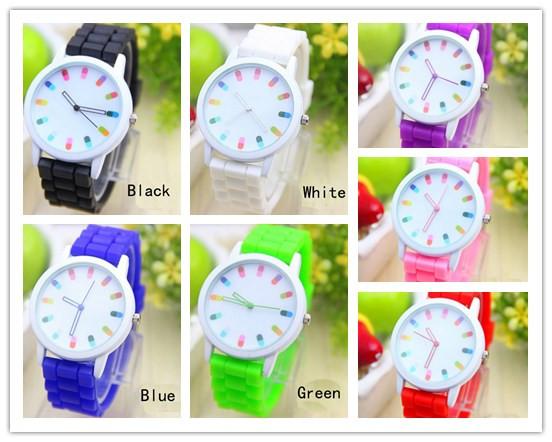 New Fashion Capsule Pill Silicone Jelly Candy Color Children Is Students Watch