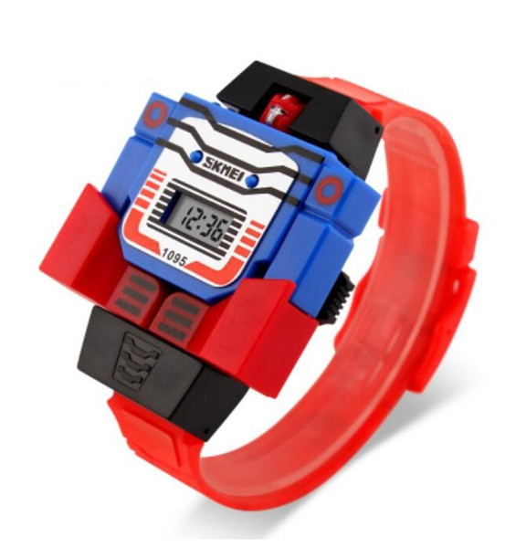 Children's watch creative animation deformation robot digital watch baby favorite birthday gift is not waterproof watch