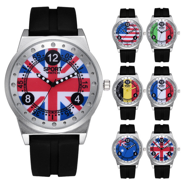 Fashion Women Children Watches Retro National Flag Design Leather Band Quartz Wrist Watch Bracelet Digital Relogio Feminino Saat