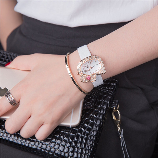 Popular children's watch women's with diamond women's brand sport KT cat children's watch women's watch