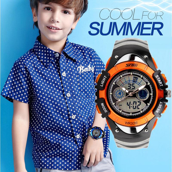 SKMEI Fashion Kids Watches Sports 5 Colors Digital Rubber Children Watch Boy Waterproof 3Bar Gift Watches Student Stopwatch 0998