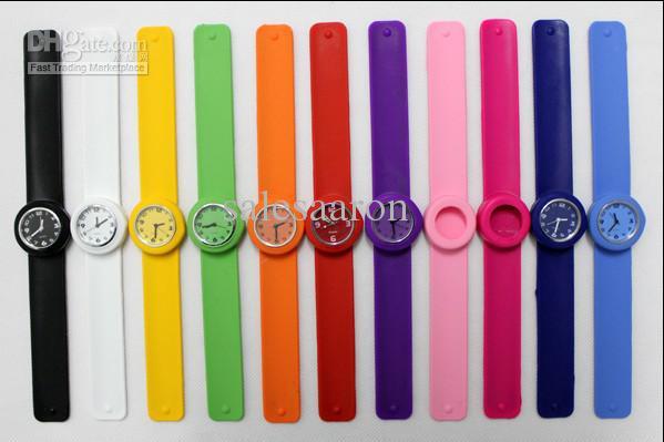 100pcs Free shipping New children size slap watch multicolor kids quartz Watch gift novel fashion watches DHL Free Shipping