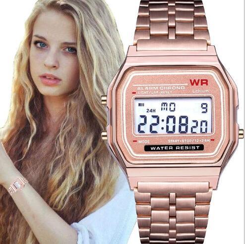 Ultra-thin Mark-free F91w Sports Children's number Electronic Metal Watch Multi-functional Night Light Alarm Clock Steel Belt Watch