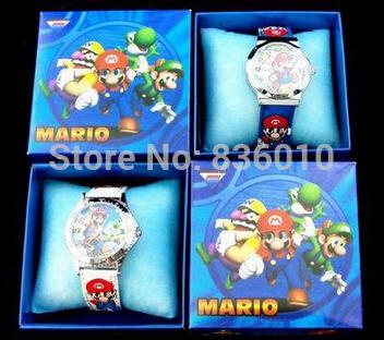 Wholesale-Wholesale 10pcs Super Mario Bros Watches Children Cartoon watch Party Gifts fbiao9