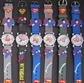 Fashion Cartoon Superman 3D Quartz Wristwatches Kids Silicone China Jewelry Watch For Children Christmas Birthday Gift Free Shipping