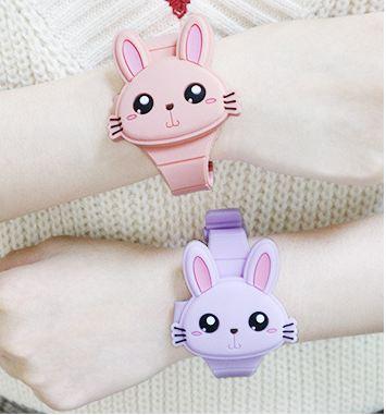 Cartoon Watches for Children's Day Gifts Rabbit Animal Patterns Creativity of Children's Watches Flipped by Kindergarten Students