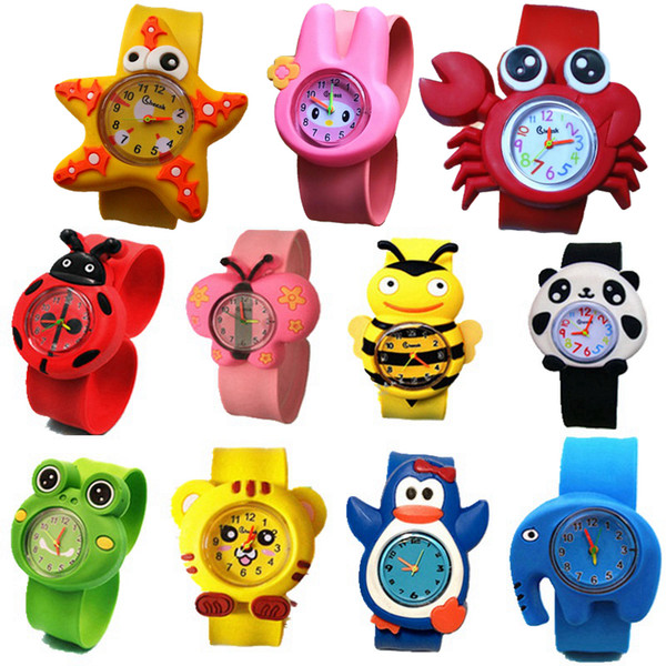 Fashion kids children 3D cartoon cute animal slap sport watches wholesale boys girls candy jelly birthday gift wrist watches 300pcs up