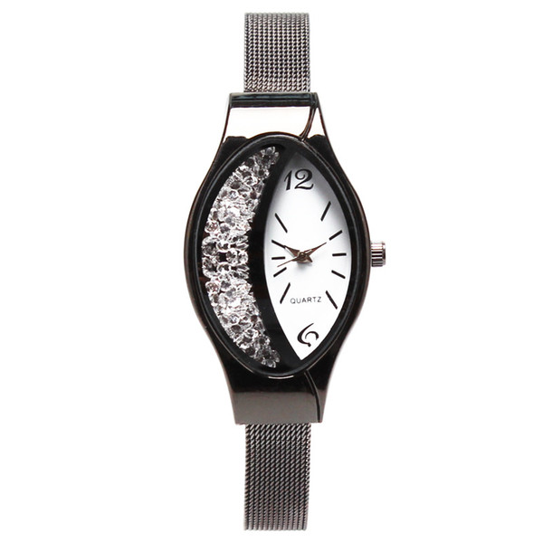 Fashion Creative Women Wristwathces Exquisite High Quality Rhinestone Dress Watches New Oval Quartz Watches