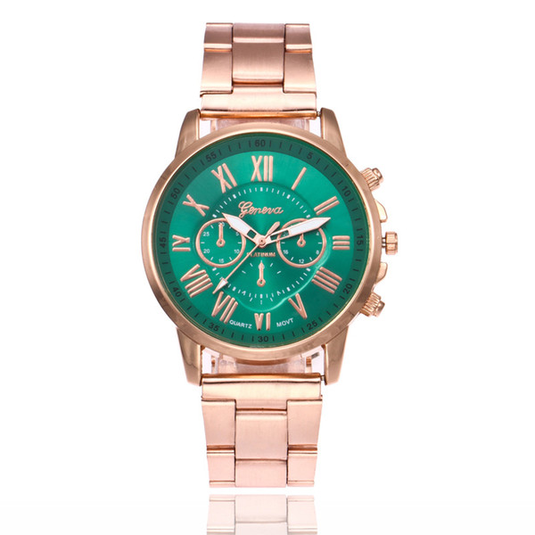 Luxury Gold Stainless Steel Wristwatches Fashion Unisex Quality Classic Multicolor Dial Plate Roman Numerals Quartz Watches