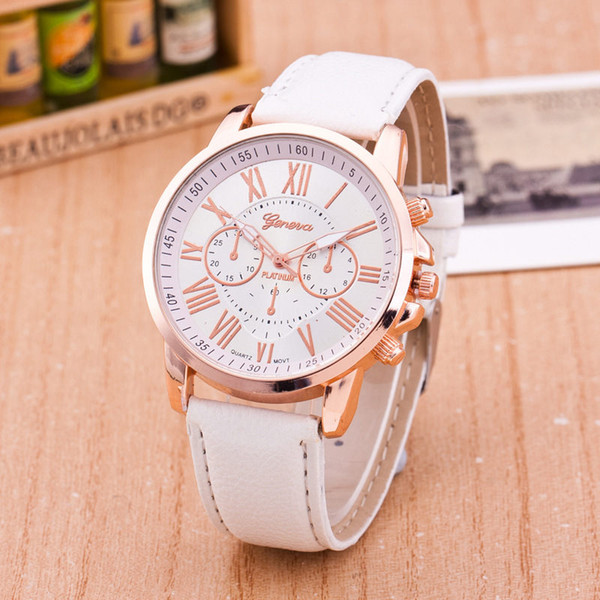 Unisex Wristwatches New Fashion Multicolor PU Leather Strap Watches High Quality Casual Geneva Quartz Female Wathces